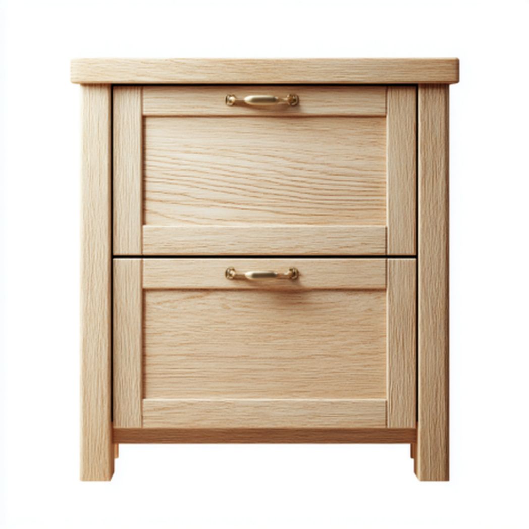 Stolik nocny z drewna dębowego do sypialni z szufladami - 40 x 45 x 50